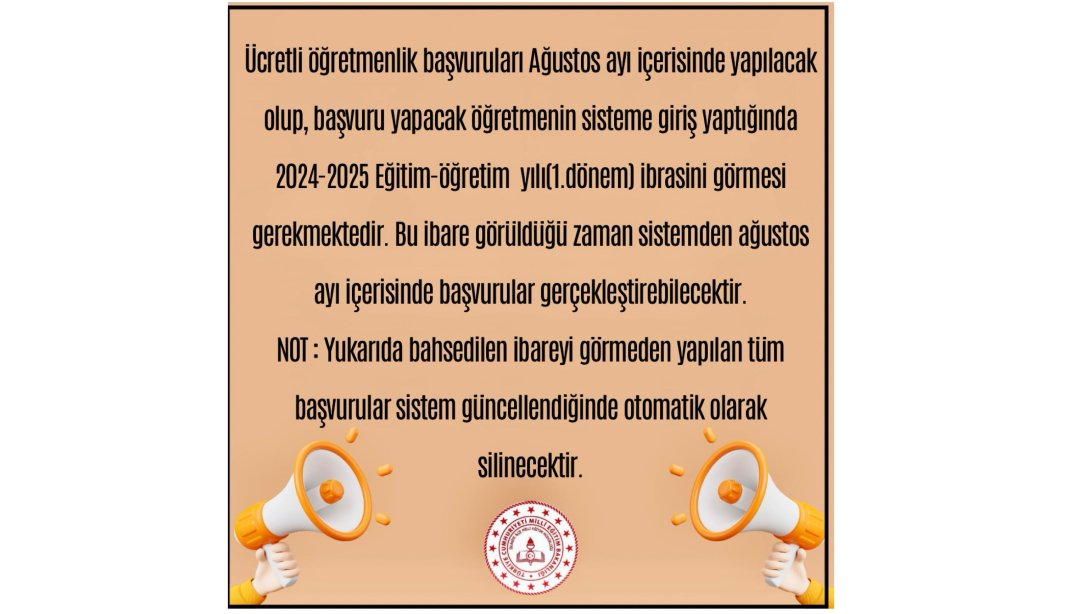 ÜCRETLİ ÖĞRETMENLİK BAŞVURULARI HAKKINDA ÖNEMLİ DUYURU !